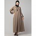 Embroidery abaya with balloon sleeves- Khaki